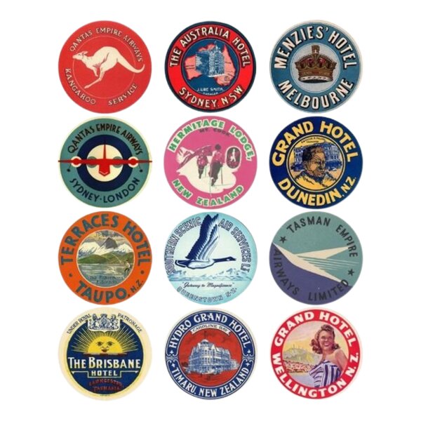 Vintage Luggage Stickers Thumbnail